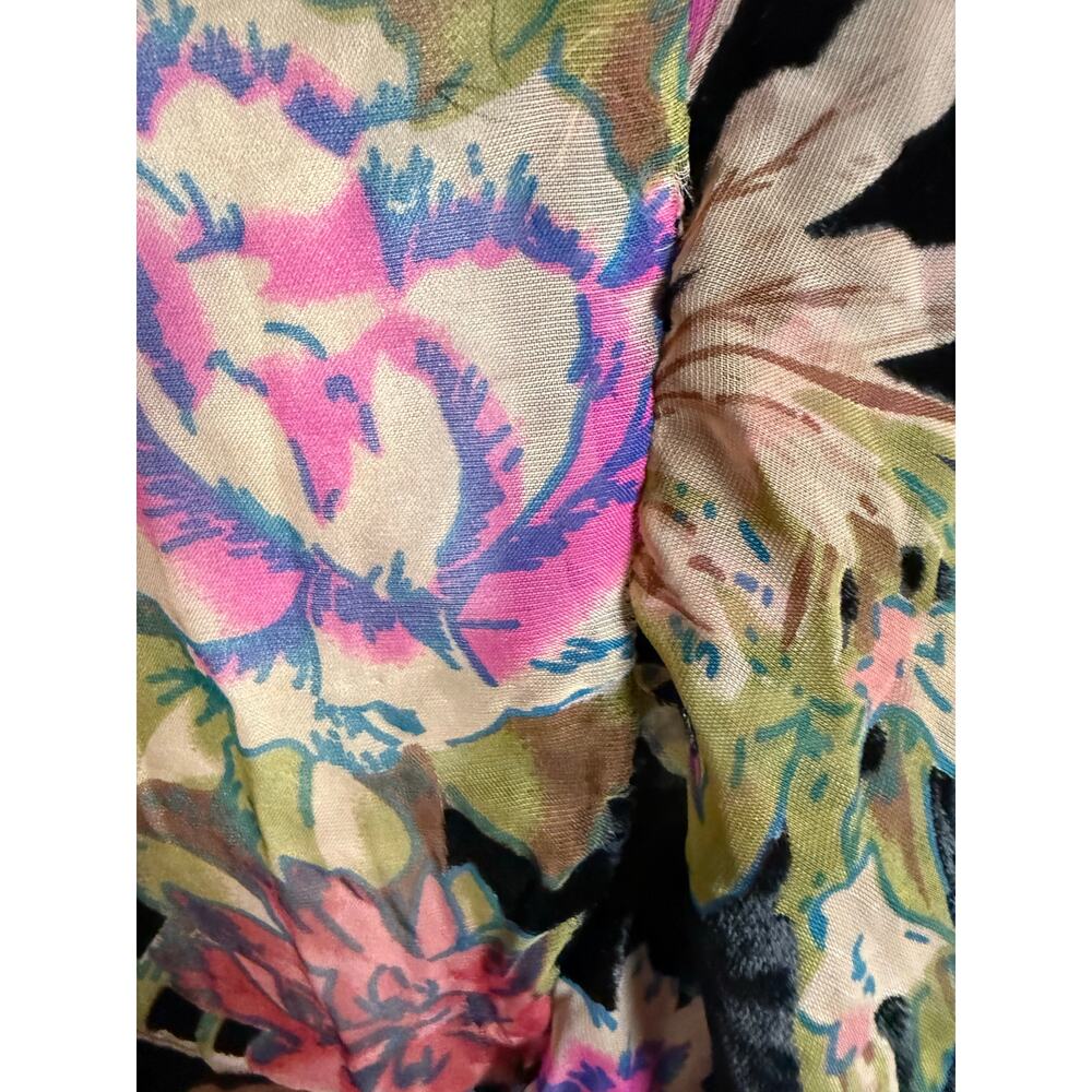 Dress the Population Black Floral Velvet Midi Dress with Pink and Gold Accents - Picture 11 of 16